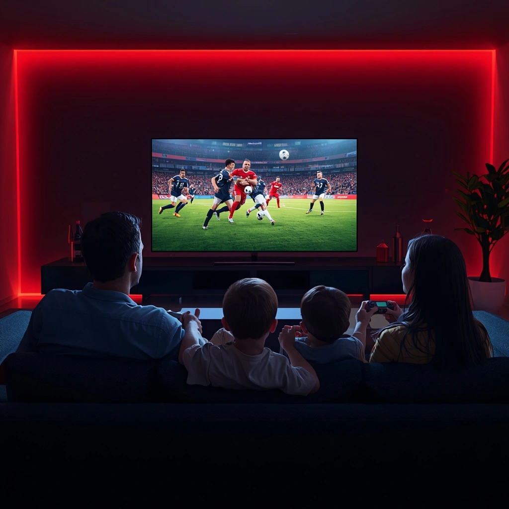 family watching velora4k best iptv service 4k