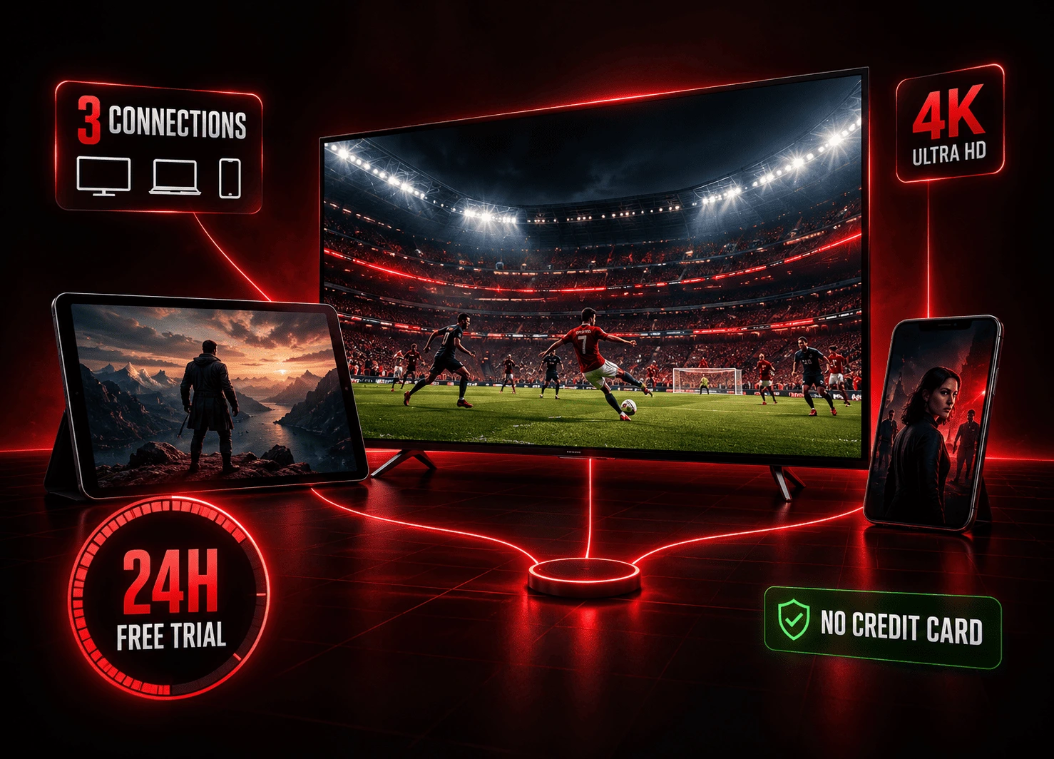 USA free trial IPTV: 4K streaming on three screens with Velora4K